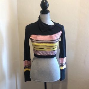 Free People Movement black/striped crop top SZ XS